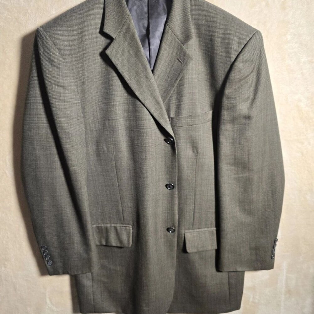 Jeffrey Banks Couture Men’s 44R Sport Coat 100% Wool Olive Blazer Jacket